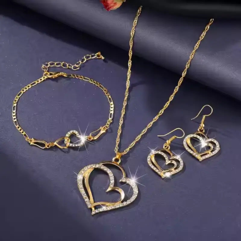 Set Collana e Orecchini con Cuore di Cristallo - Vefato