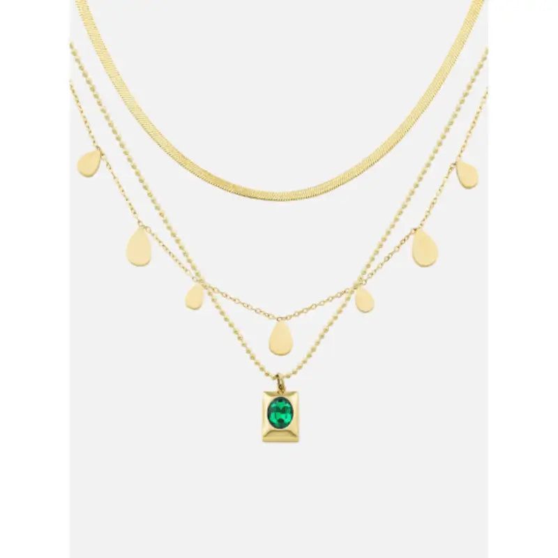 Collana Multistrato con Pendente Verde - Vefato